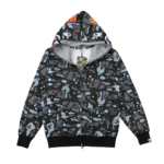 BAPE DOUBLE HOODIE - CAMO BLACK