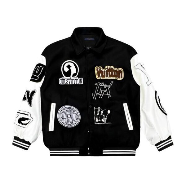 LV Jacket Black White Patches