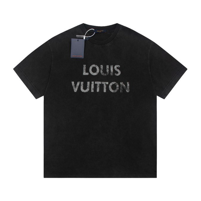 1-111.jpg LV T-shirt Black Distressed Logo - Image 1