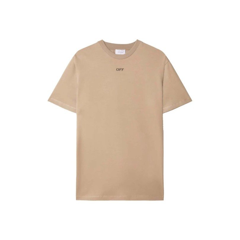1-12.jpg OFF-WHT T-shirt Embroidered Logo Print Brown - Image 1