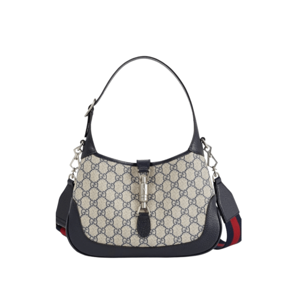 BORSA HOBO JACKIE 1961 PICCOLA LOGO GG BEIGE E BLU