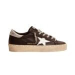 GG Hi Star sneakers in black leather with silver laminated leather star