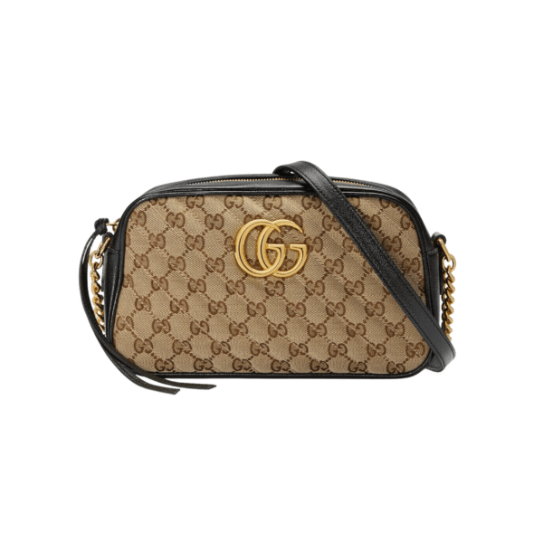 BORSA A SPALLA DONNA GG MARMONT MATELASSÉ PICCOLA BEIGE/EBANO