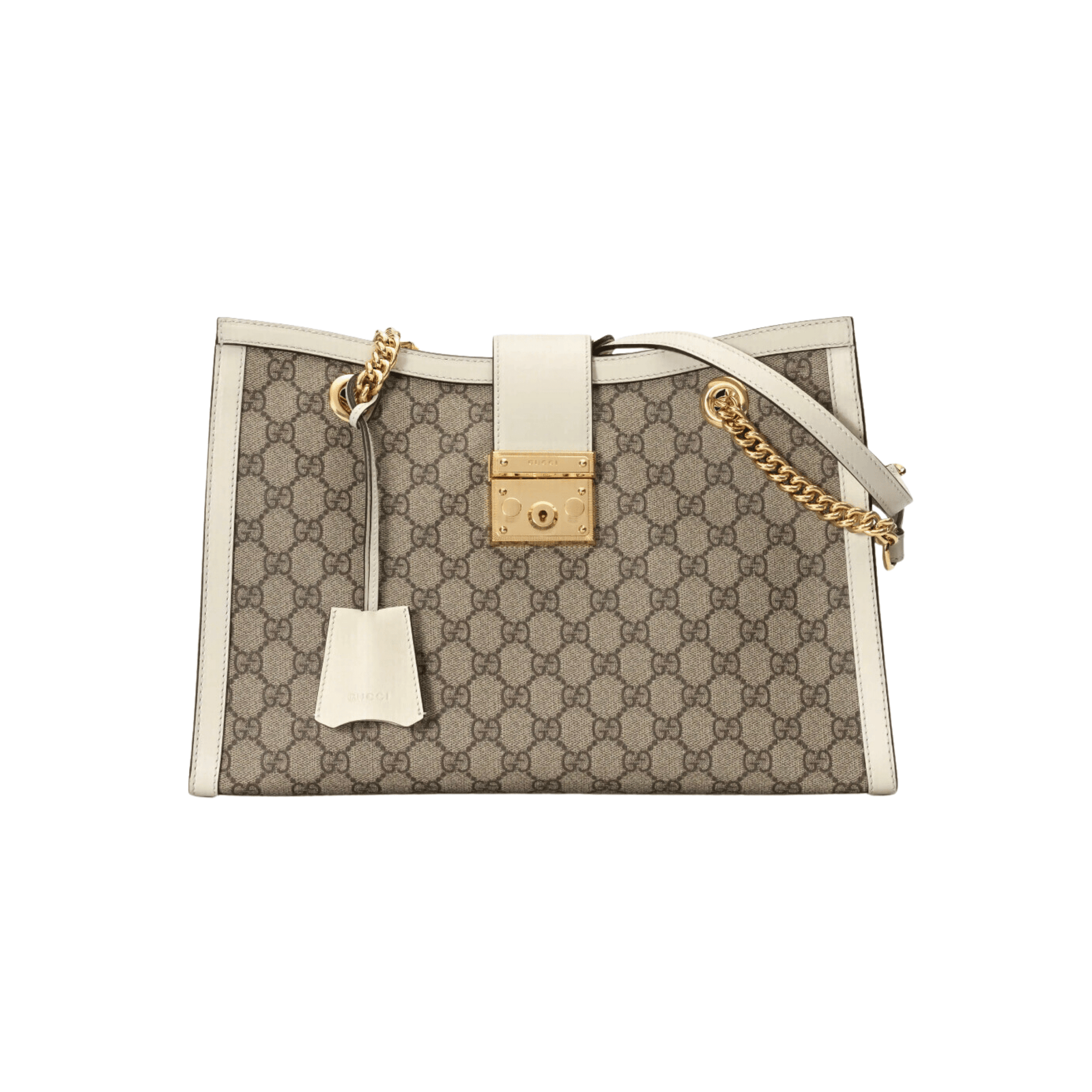 59-2.png BORSA A SPALLA PADLOCK MEDIA IN TESSUTO LOGO GG SUPREME COLORE EBANO/BEIGE/BIANCO - Image 1