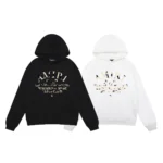 AMR Logo Print Hoodie Black White