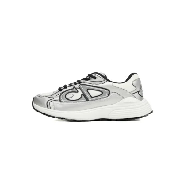 CD White Mesh Silver Tone Metallic Calfskin
