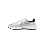 CH Interlocking CC Logo Laminated Calfskin and Suede Calfskin Sneakers Light Gold Light Gray and Black