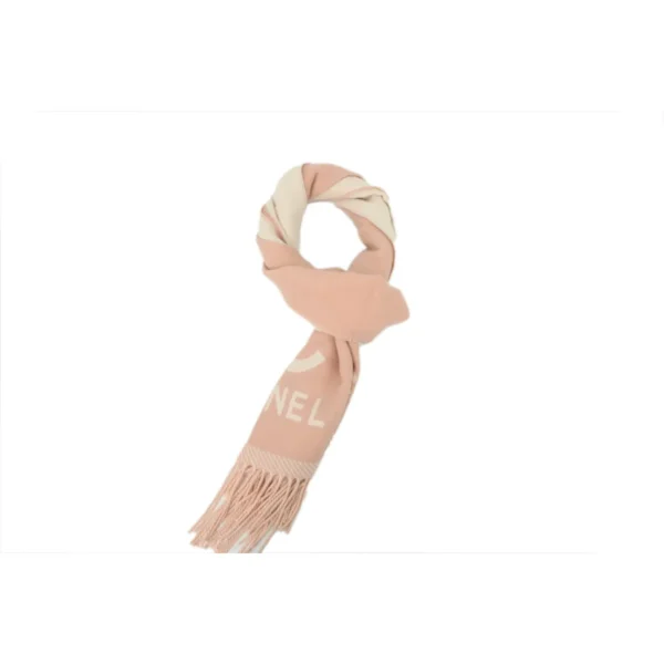 CHNL Cashmere Fringe Scarves White And Pink