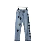 CHRM HRTS Black Cross Leather Patch Jeans