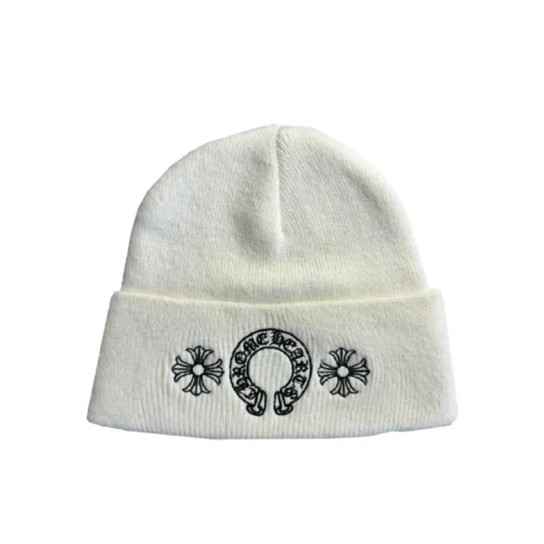 CHRM HRTS Cream White Horseshoe Beanie