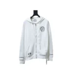 CHRM HRTS Cuff Sanskrit Print Zip-Up Hoodie White