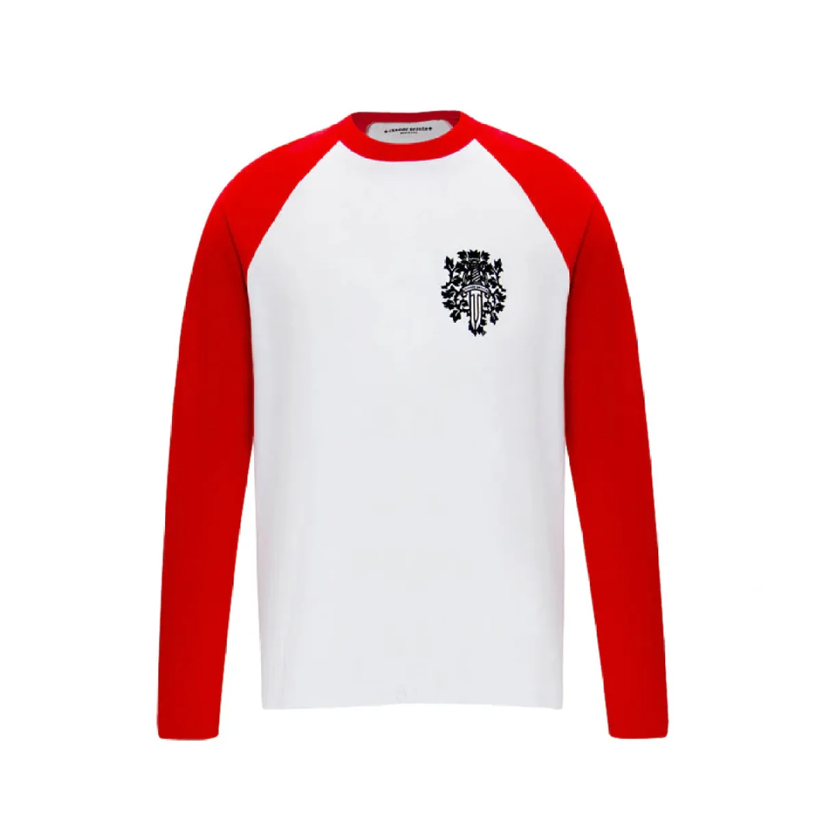 CHRM-HRTS-Dagger-Baseball-Shirt-White-Red-1.webp CHRM HRTS Dagger Baseball Shirt White Red - Image 1