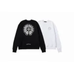 CHRM HRTS Double Cross Logo CH Crew Neck Sweatshirt Black and White
