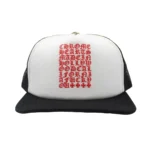 CHRM HRTS Eyechart Trucker Hat Black White Red