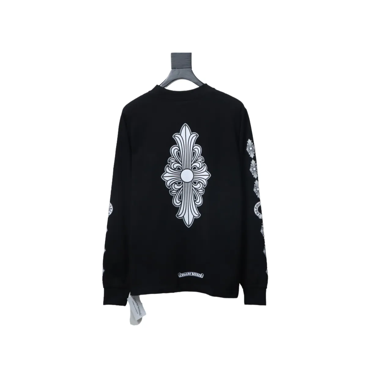 CHRM-HRTS-Fleur-Cross-Long-Sleeve-T-Shirt-Black-1.webp CHRM HRTS Fleur Cross Long Sleeve T Shirt Black - Image 1
