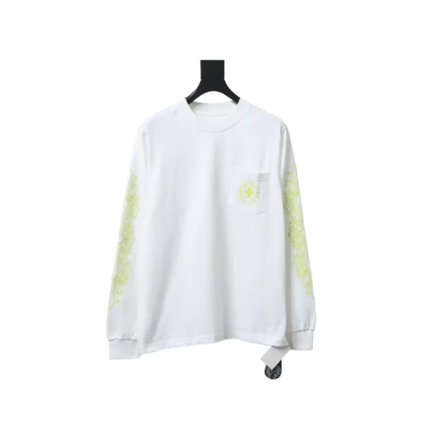 CHRM HRTS Lemon Green Horseshoe Floral Long Sleeve T Shirt White