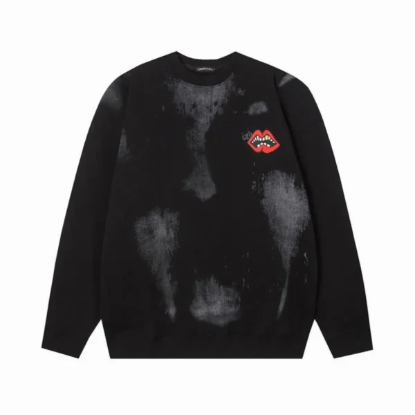 CHRM HRTS Lips Triple D Print Long Sleeve Crewneck Sweatshirt Black
