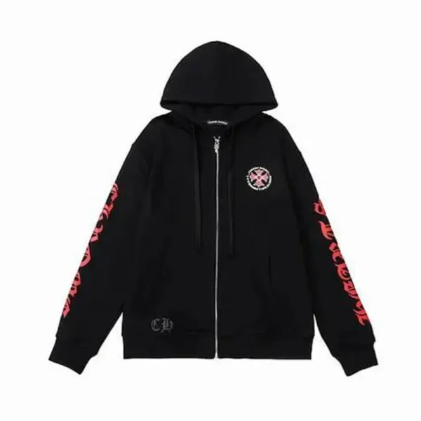 CHRM HRTS Made In Hollywood Plus Cross Zip Up Hoodie Black/Red