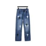 CHRM HRTS Miami Art Basel White Black Cross Patch Jeans