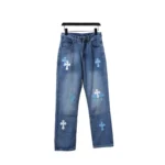 CHRM HRTS Miami Art Basel White Blue Cross Patch Jeans
