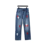CHRM HRTS Miami Art Basel White Red Cross Patch Jeans