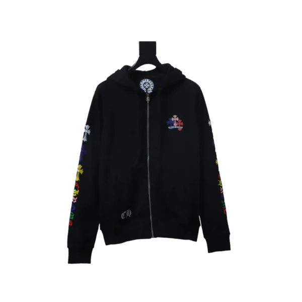 CHRM HRTS Multi Color Cross Hoodie Black