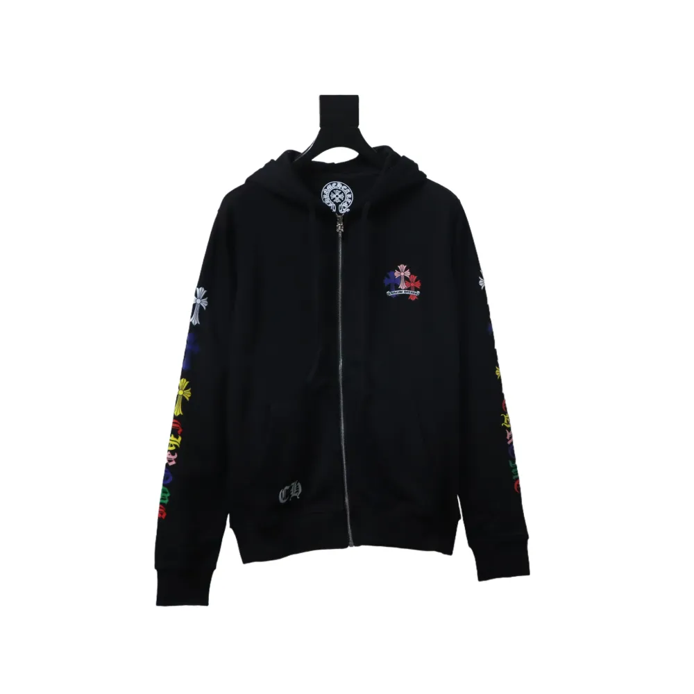CHRM-HRTS-Multi-Color-Cross-Hoodie-Black-1.webp CHRM HRTS Multi Color Cross Hoodie Black - Image 1