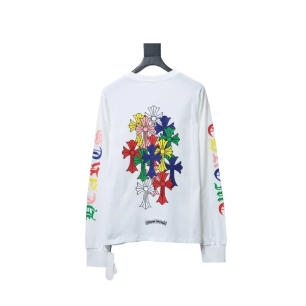 CHRM HRTS Multi Color Cross Logo Long Sleeves T shirt White