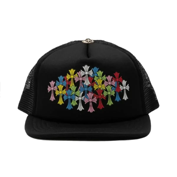 CHRM HRTS Multi Color Crosses Trucker Hat Pure Black