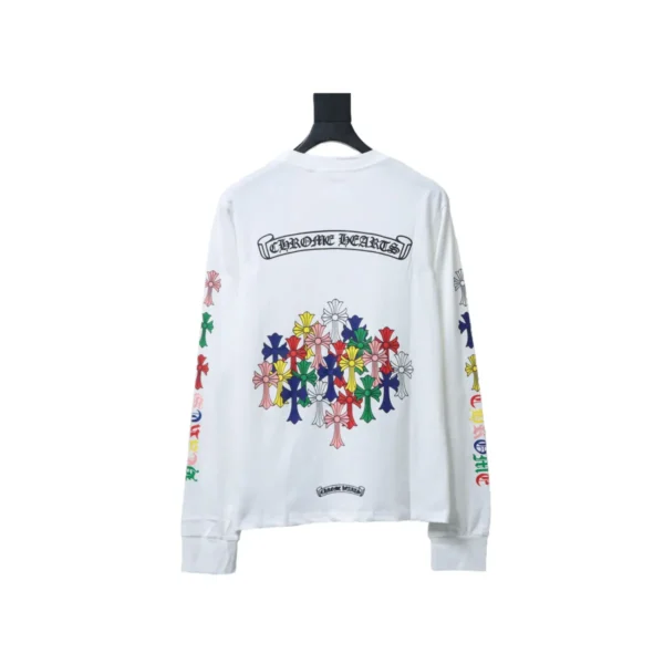 CHRM HRTS Multicolor Scroll Printed Logo Long Sleeves T shirt White