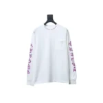 CHRM HRTS Purple Neck Logo Long Sleeve T-Shirt White