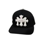 CHRM HRTS Triple Cross White Leather Patch Black Hat