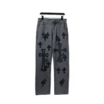 CHRM HRTS X SR Metal Cross Patch Jeans Distressed Gray