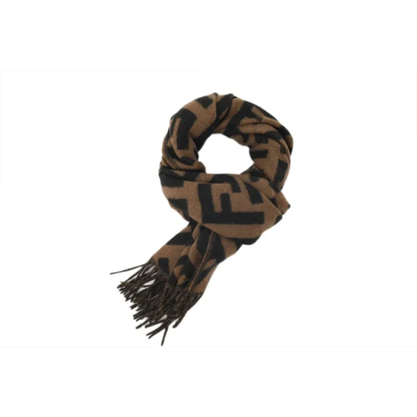 FNDI Jacquard Fringed Scarf Dark Brown