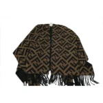 FNDI Jacquard Fringed Shawl/Scarf Light Brown