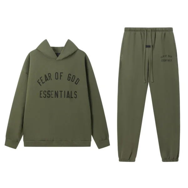 FOG ESNTLS Fleece II Hoodie and Sweatpant Set Olive Green