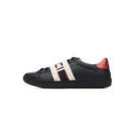 GC Calfskin Stripe Ace Leather Sneakers Low Top Black