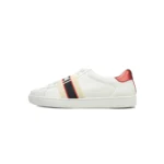 GC Calfskin Stripe Ace Leather Sneakers Low Top White Red
