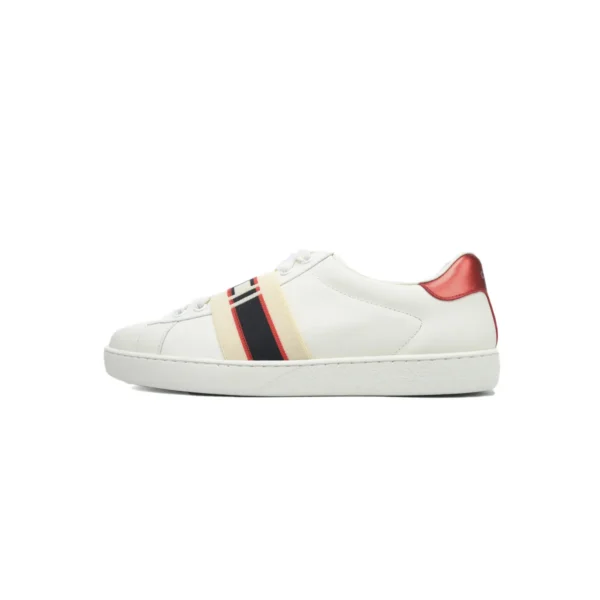 GC Calfskin Stripe Ace Leather Sneakers Low Top White Red