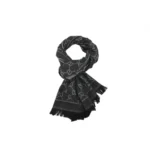 GG Double-Faced Jacquard Velvet Fringe All-Over Logo Print Scarf Black