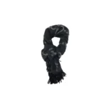 GG Double-G Jacquard Velvet Fringe Scarf Black