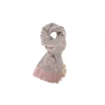 GG Double-G Jacquard Velvet Fringe Scarf Pink
