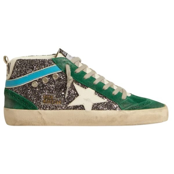 GG Mid Star in anthracite glitter with leather star and light blue flash