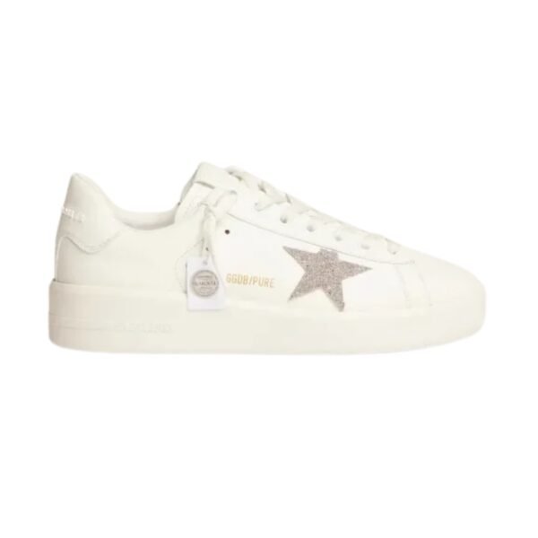 GG Purestar sneakers in white leather with silver-colored crystal star