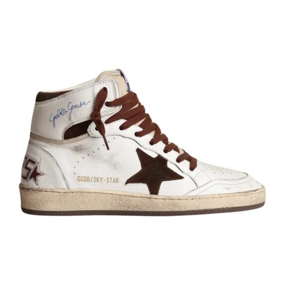GG Sky-Star in white nappa leather with chocolate suede star