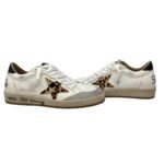 GG Sneaker Ball Star con stella in cavallino leopardato e talloncino in pelle nera