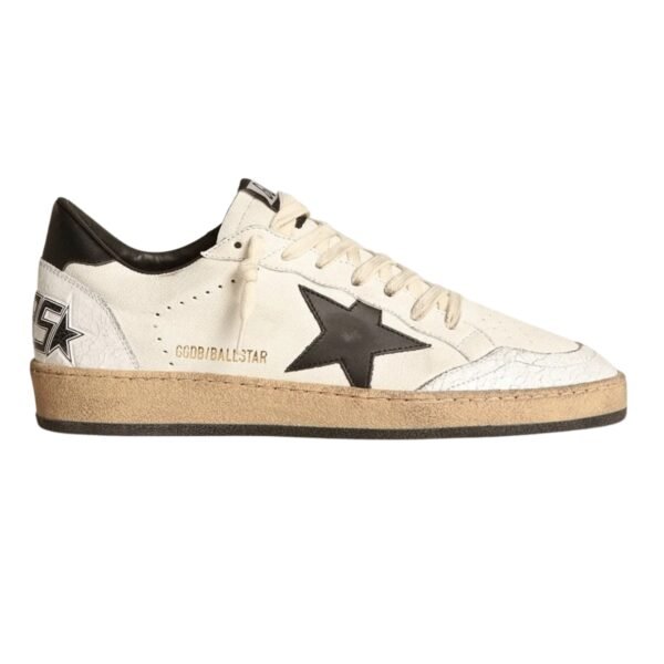 GG Sneaker Ball Star donna in suede nero con stella in pelle bianca e talloncino in pelle nera
