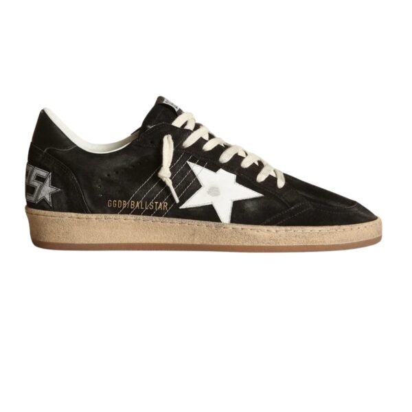 GG Sneaker Ball Star in nappa bianca con stella e talloncino in glitter argento