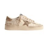 GG Stardan in ecru nappa leather with gold glitter star and heel tab