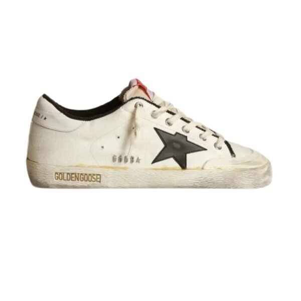 GGS sneakers in beige canvas with black leather star and white leather heel tab